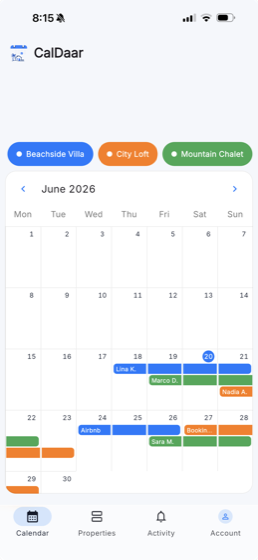 CalDaar calendar on iPhone